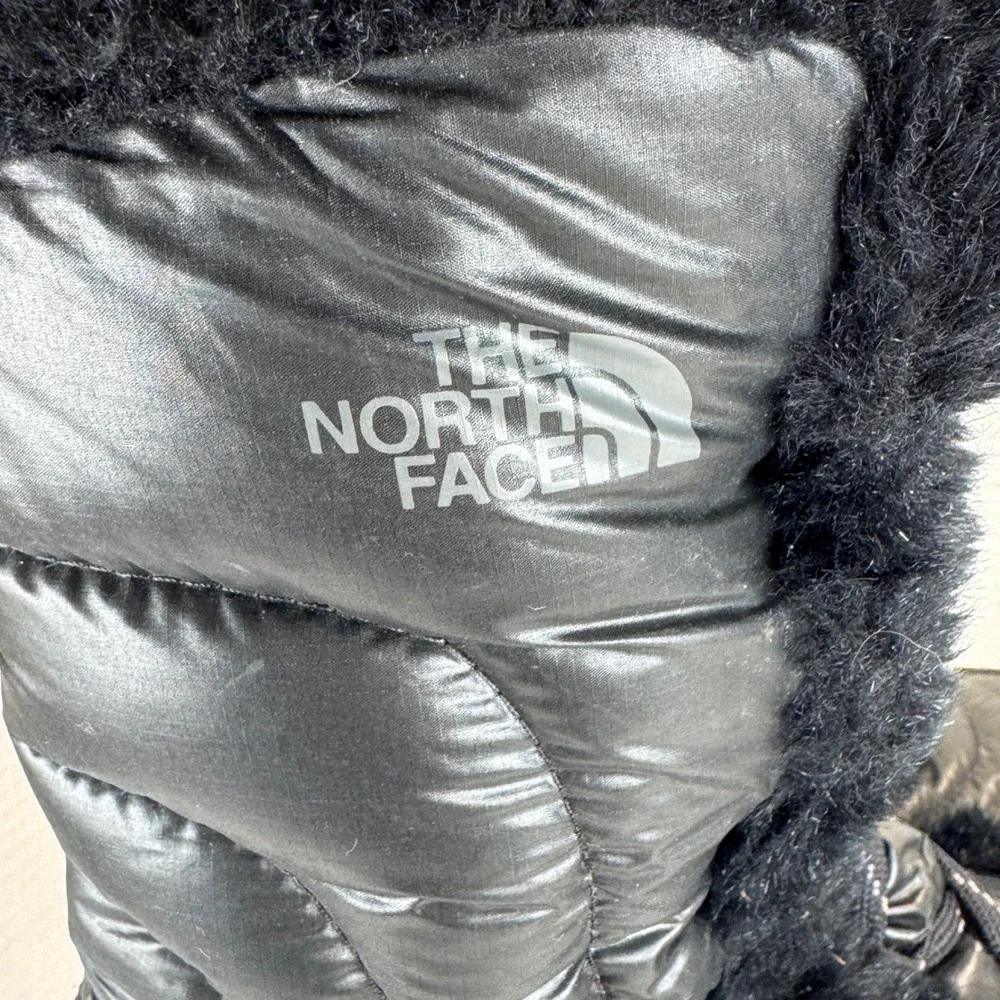 The North Face Nuptse Purna II Winter Boots Black Goose Down Faux Fur Womens 9.5